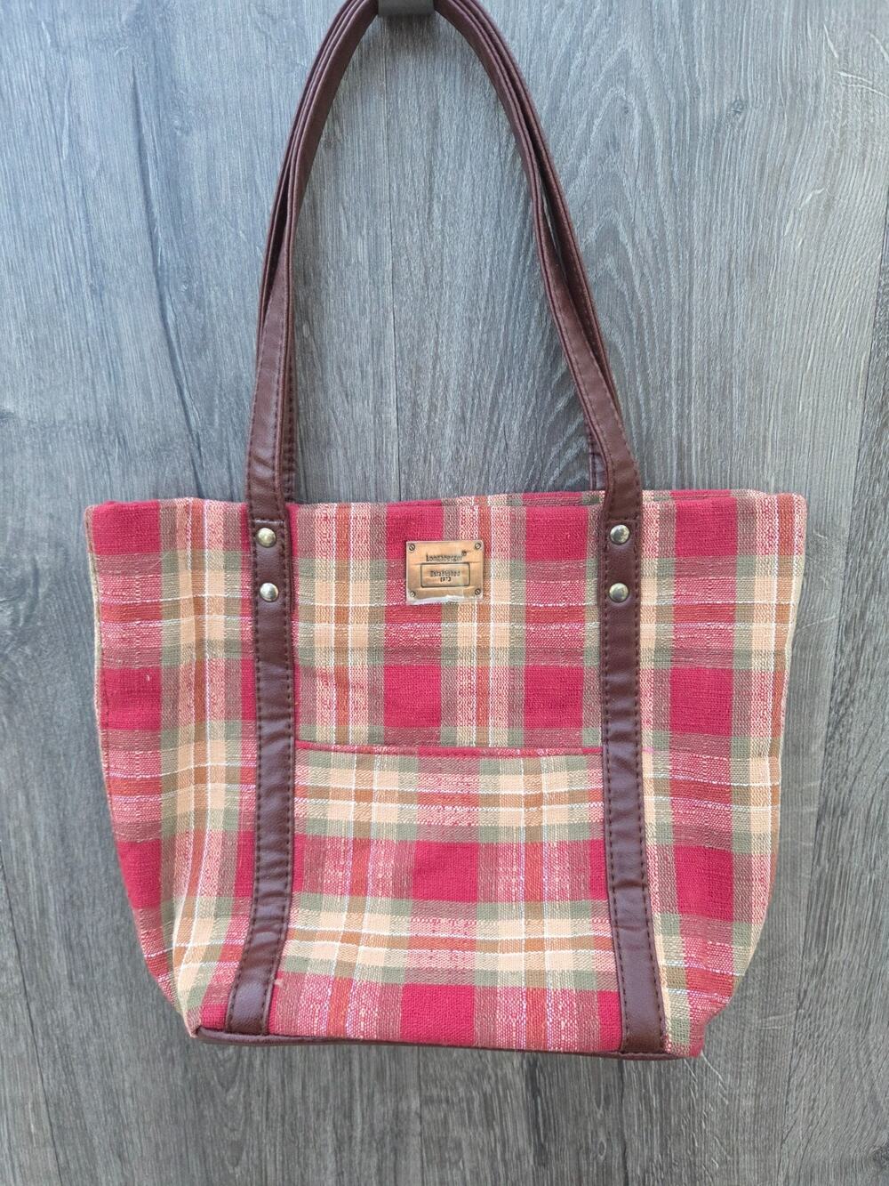 Longaberger Homestead Collection Red Plaid Handbag Purse Tote Small Very Nice!